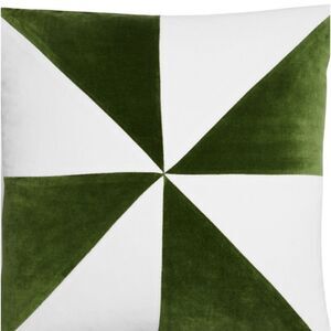 AQUA VELVET PINWHEEL PIECED DECORATIVE PILLOW, 20 X 20 IN GREEN